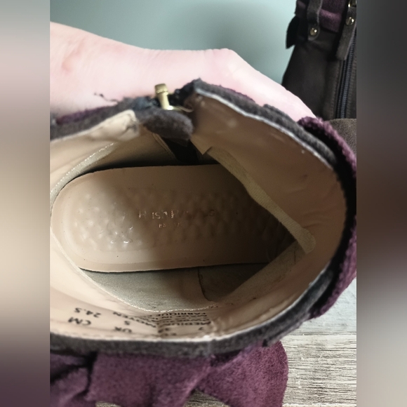 Hush Puppies Moyen Bow Ankle Boots Womens 7 Brown Burgundy Suede Kawaii Twee - Picture 10 of 11